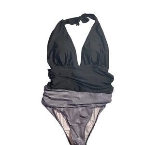 Ziola Maternity Black One Piece Adjustable Straps Swimsuit Size L Halter‎ Padded